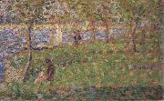 Etude pour Moyenne Distance,gauche,avec Bateau a Voile Georges Seurat
